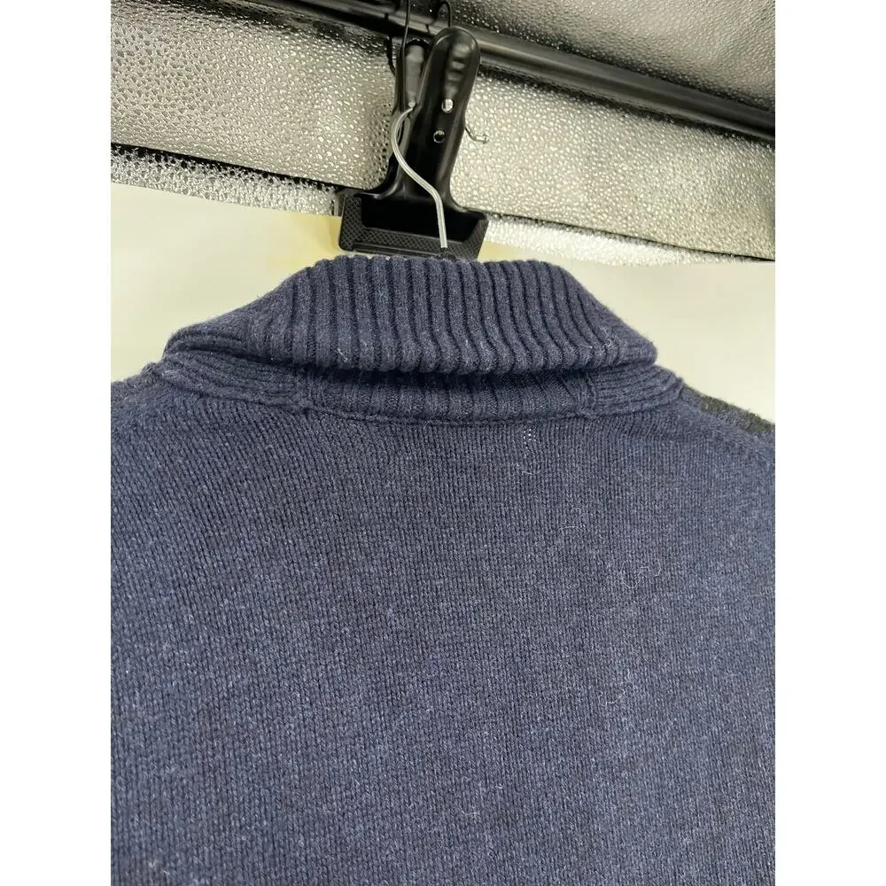 Banana Republic Navy Green Plaid Shawl Collar Cardigan Wool Blend Men’s XL